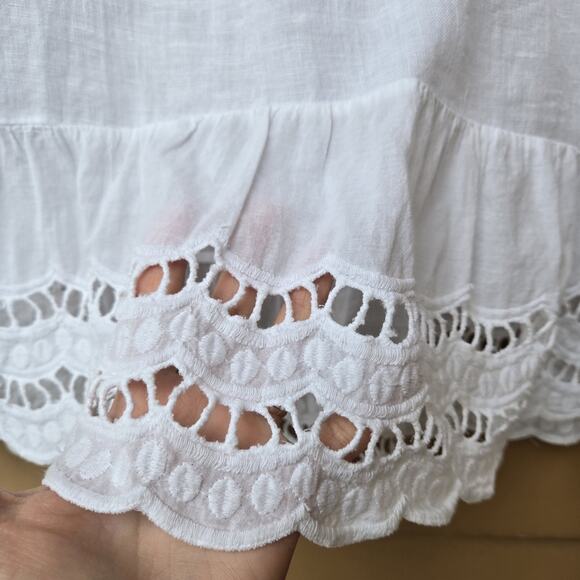 Valentina Naldi Sleeveless White Lace Linen Blouse Womens Large - Picture 4 of 7